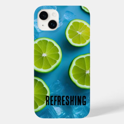 Refreshing Lime Slices and Ice on Blue  Case_Mate iPhone 14 Plus Case