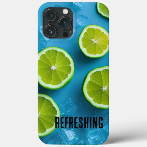 Refreshing Lime Slices and Ice on Blue  iPhone 13 Pro Max Case