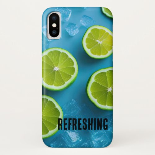 Refreshing Lime Slices and Ice on Blue  iPhone X Case