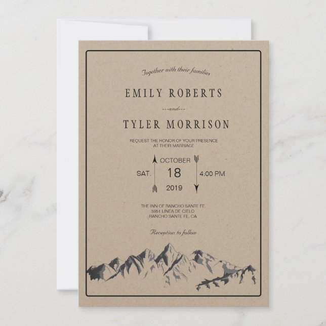 Refreshing Mountain Woodland Forest Wedding Invite (Front)