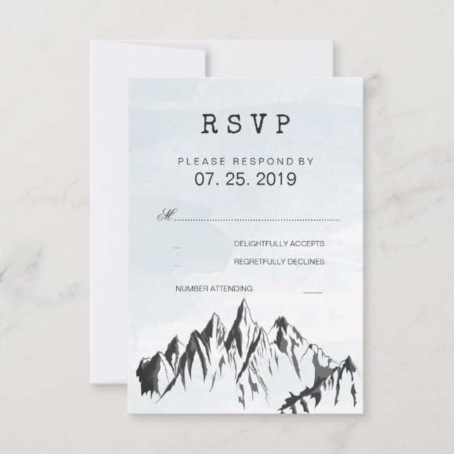 Refreshing Mountain Woodland Forest Wedding RSVP Card (Front)