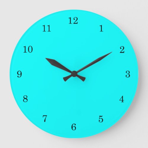 Refreshing Neon Blue Turquoise Solid Bright Color Large Clock