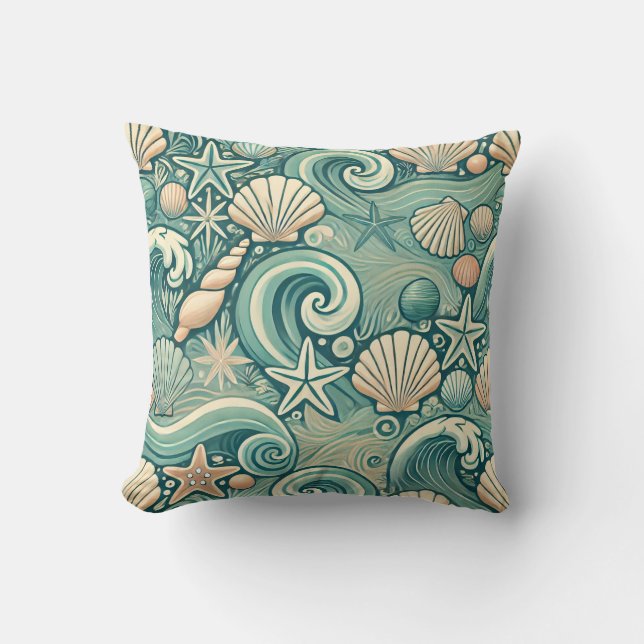Refreshing Ocean Throw Pillow (Front)