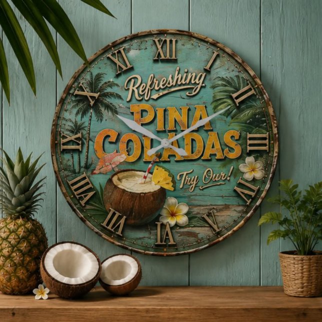Refreshing Piña Coladas  Large Clock (Creator Uploaded)