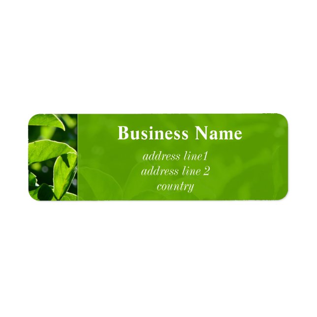 Refreshing spring, summer green leaves address label (Front)