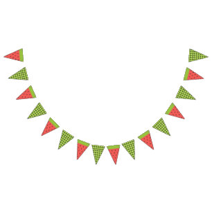 Refreshing Summer Watermelon. Bunting Flags