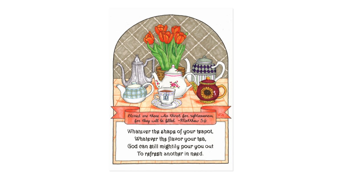 Refreshing Teapot Inspirational Postcard