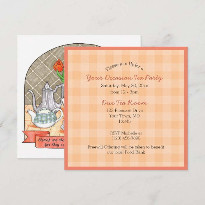 Refreshing Teapots with Scripture Tea Party Invitation