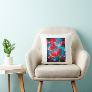 Refreshing Underwater Watermelon Slices Throw Pill Pillow