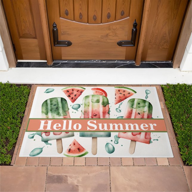 Refreshing Watermelon & Popscle, WELOME SUMMER  Doormat (Outdoor)