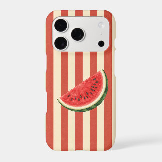 Refreshing Watermelon Slice on Red and Cream Strip iPhone 17 Pro Case