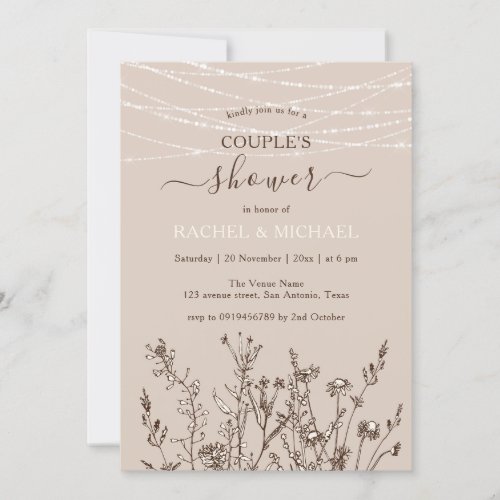Refreshing Wild Herbs Earthy Floral Couples Shower Invitation