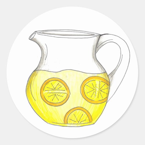 Refreshing Yellow Lemonade Lemon Ade Pitcher Drink Classic Round Sticker