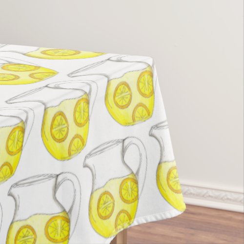 Refreshing Yellow Lemonade Lemon Ade Pitcher Drink Tablecloth