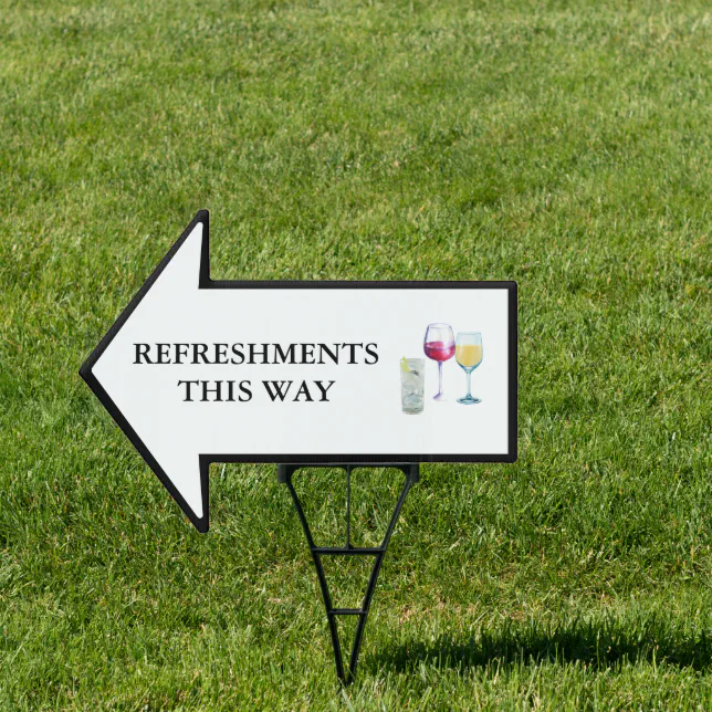 Refreshments This Way | Custom Wedding Sign | Zazzle