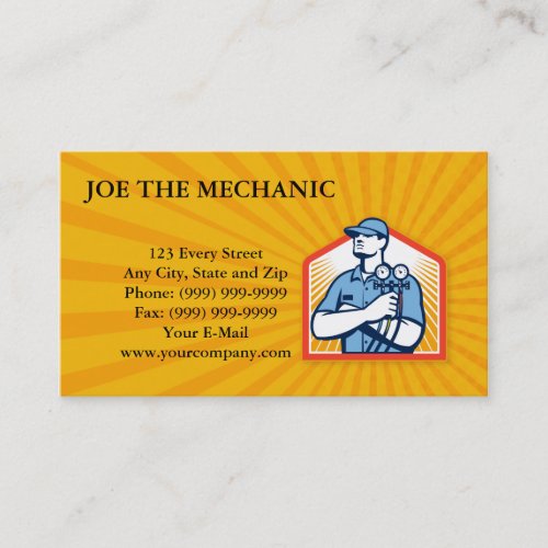 Refrigeration Air Conditioning Mechanic Front Business Card