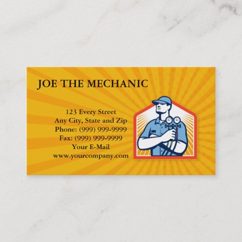 Refrigeration Air Conditioning Mechanic Front Business Card Template