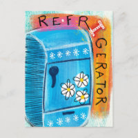 Refrigerator Fun Postcard - Cute Kitchen