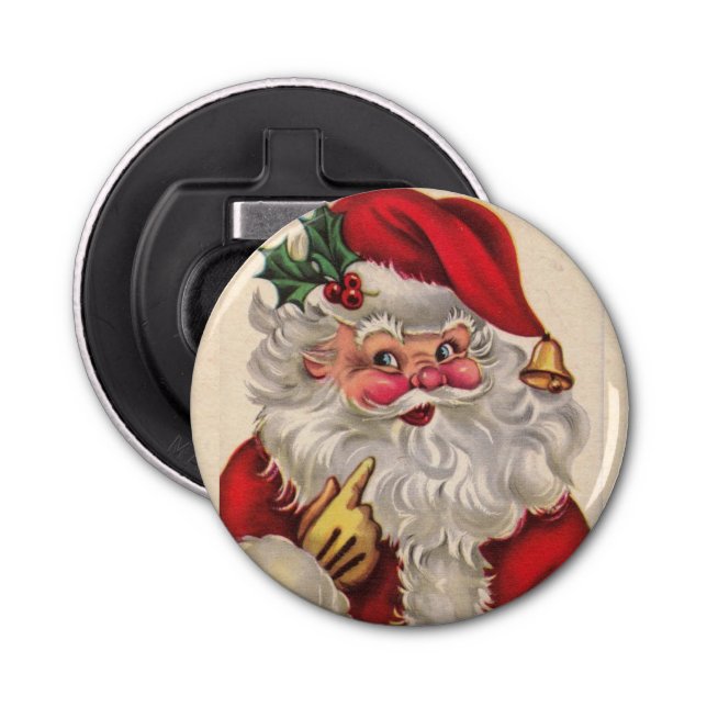 Refrigerator Magnet Vintage Christmas Santa Bottle Opener (Front)