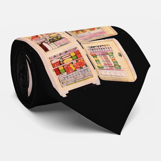refrigerator of plenty print neck tie (Rolled)