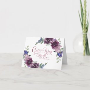 Refuge and strength purple floral note card