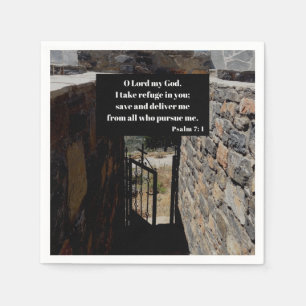 Refuge In God Psalm 7:1 Bible Verse Napkins