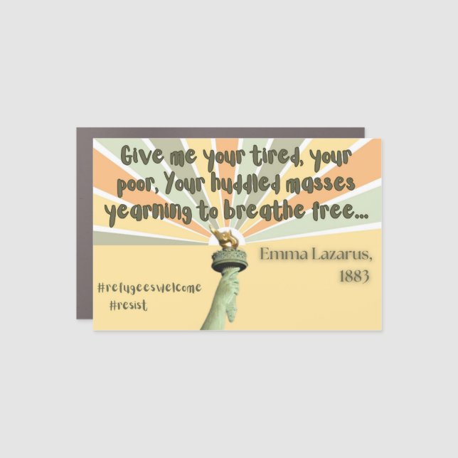 Refugees welcome car magnet (Front)