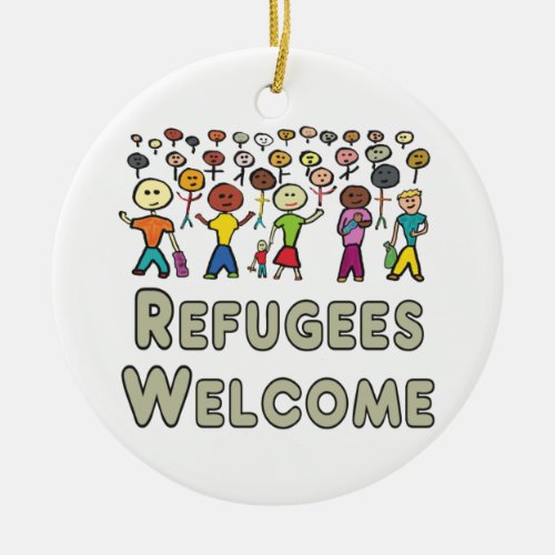 Refugees Welcome Ceramic Ornament