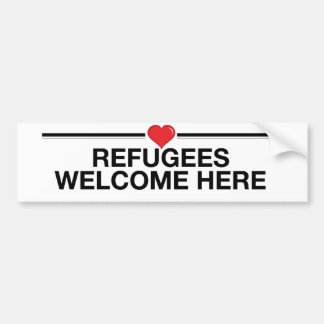 Refugees Welcome Here Bumper Sticker