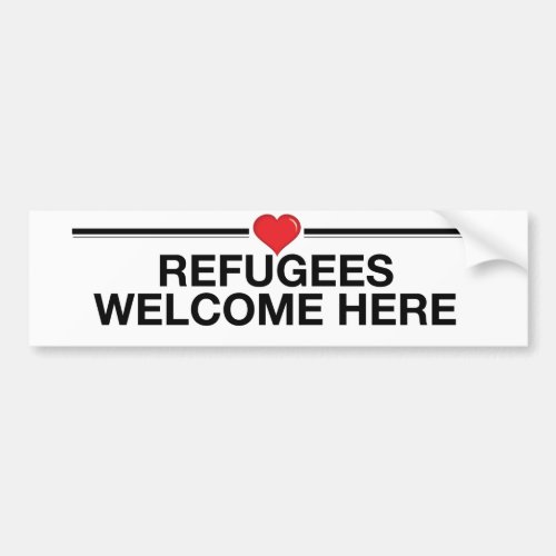 Refugees Welcome Here Bumper Sticker