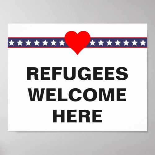 Refugees Welcome Here Custom Protest Poster