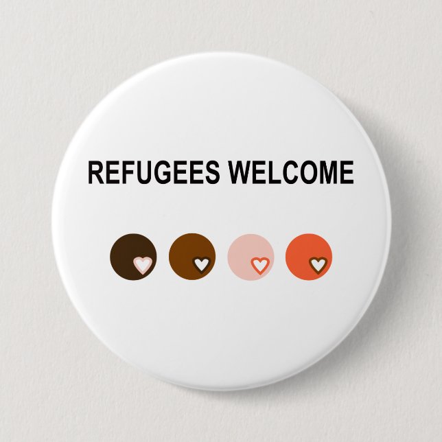 Refugees welcome pinback button (Front)