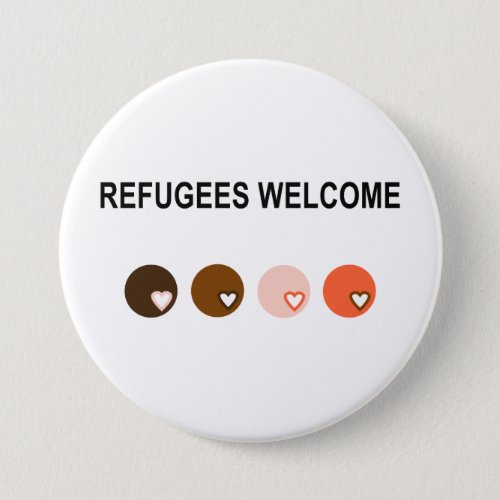 Refugees welcome pinback button