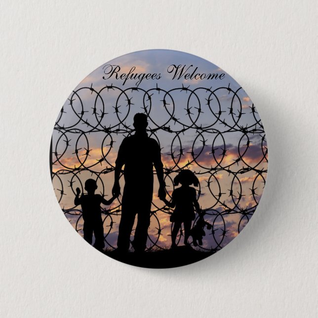 Refugees Welcome Pinback Button (Front)