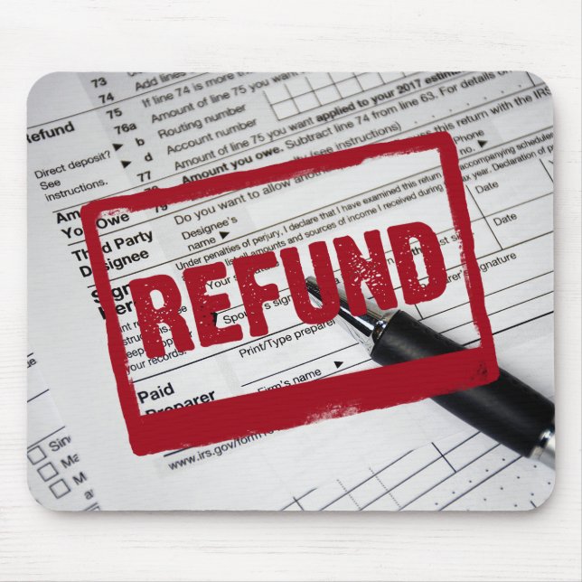 Refund Stamp on 1040 Tax Form Mouse Pad (Front)
