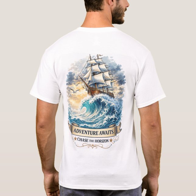 Refuse To Sink Anchor Nautical Graphic Basic  T-Shirt (Back)