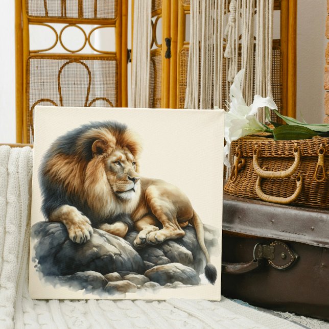 Regal African Lion in Watercolor  Canvas Print (Creator Uploaded)