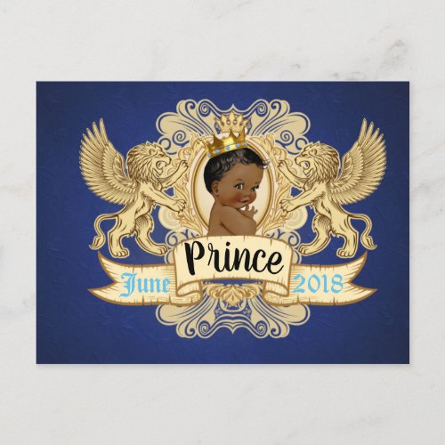 Regal African PrinceRoyal Blue  Gold Invitation Postcard