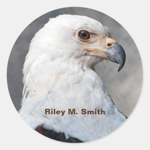 Regal American Bald Eagle Portrait Name Classic Round Sticker