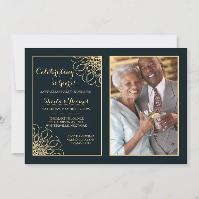 Regal Anniversary Photo Invitation (Front)