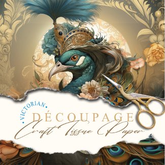 Regal Anthropomorphic Peacock Victorian Decoupage 