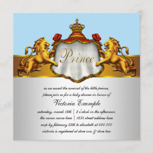 Regal Baby Blue Prince Baby Shower Invitations