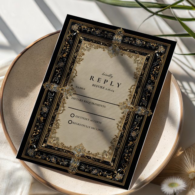 Regal Baroque Celestial Wedding RSVP Card (Creator Uploaded)