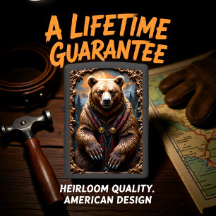 Regal Bear Scarf Ornate Relief Zippo Lighter