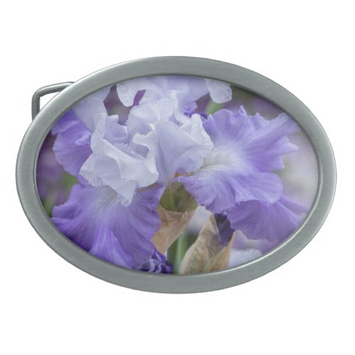 Regal Bearded Iris _ Purple  White Belt Buckle