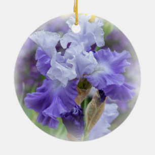 Regal Bearded Iris - Purple & White Ceramic Ornament