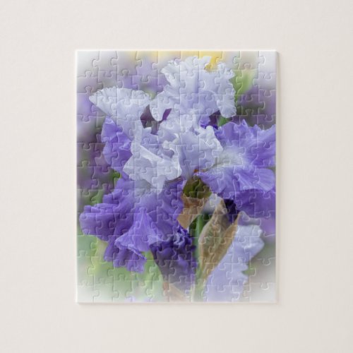 Regal Bearded Iris _ Purple  White Jigsaw Puzzle