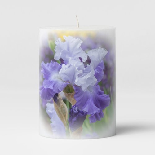 Regal Bearded Iris _ Purple  White Pillar Candle