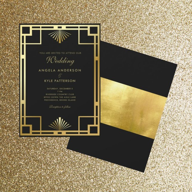 Regal Black and Gold Wedding  Invitation (Creator Uploaded)