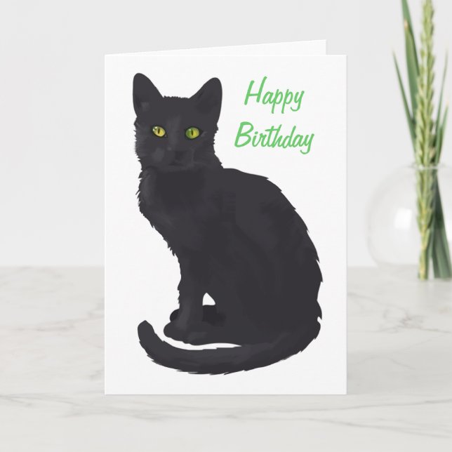 Regal Black Cat Birthday Card (Front)